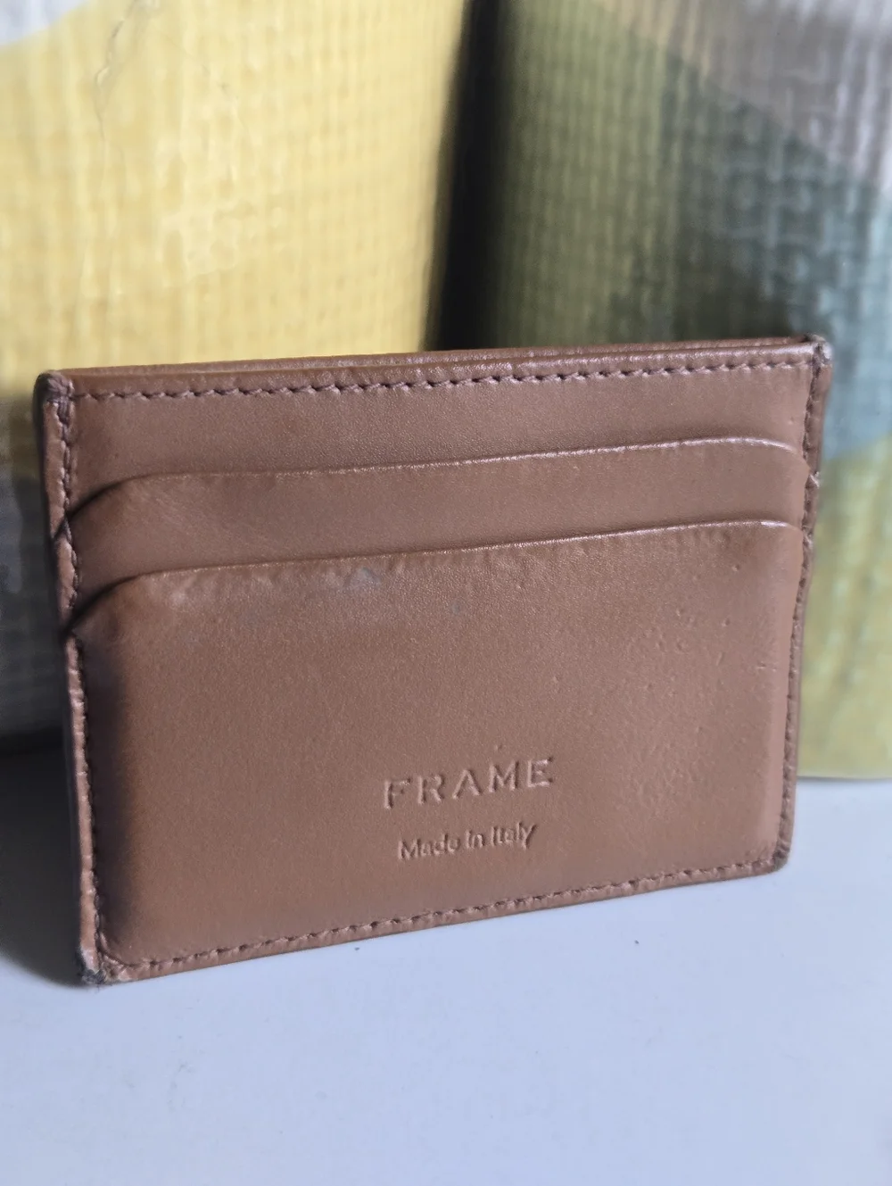 GUC Frame Brown Leather Slim Card Holder Wallet